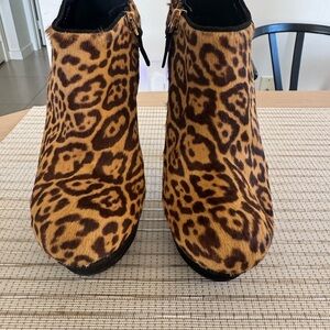 Yves Saint Laurent Brown Leopard Ankle Boots